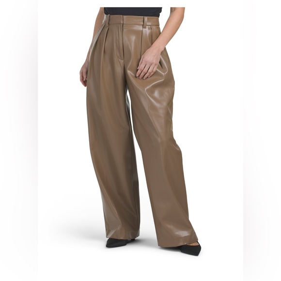 KENNETH COLE High Rise Fly Front Double Pleat Wide Leg Pants - Picture 1 of 2